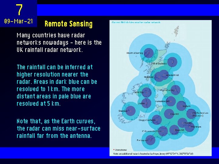 7 09 -Mar-21 Remote Sensing Many countries have radar networks nowadays – here is