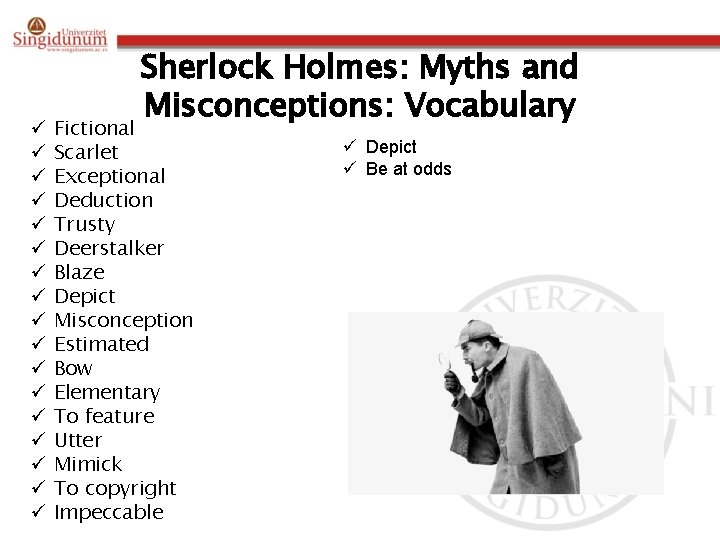 ü ü ü ü ü Sherlock Holmes: Myths and Misconceptions: Vocabulary Fictional Scarlet Exceptional