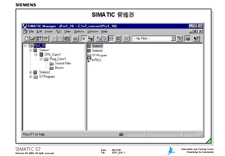 SIMATIC 管理器 SIMATIC S 7 Siemens AG 2000. All rights reserved. Date: File: 2021/3/9