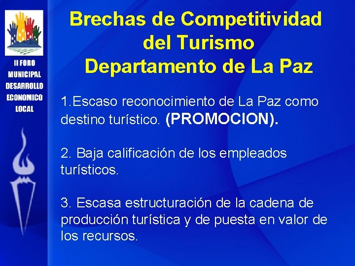 Brechas de Competitividad del Turismo Departamento de La Paz 1. Escaso reconocimiento de La