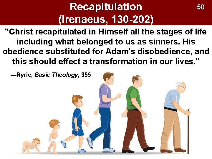 Recapitulation (Irenaeus, 130 -202) 50 "Christ recapitulated in Himself all the stages of life Recapitulation (Irenaeus, 130 -202) 50 "Christ recapitulated in Himself all the stages of life