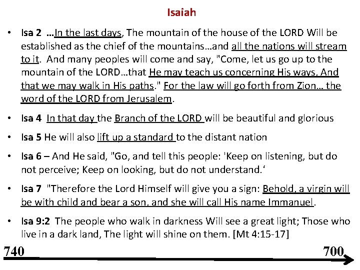 Isaiah • Isa 2 …In the last days, The mountain of the house of
