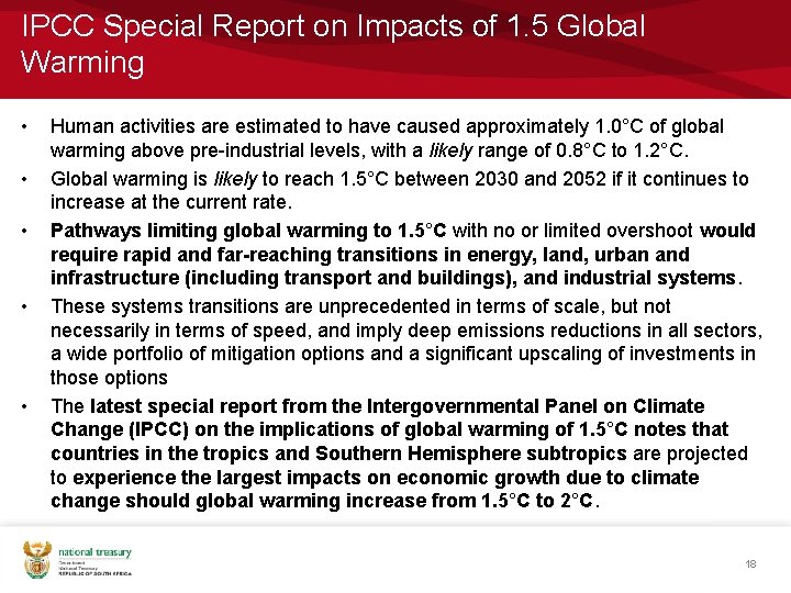 IPCC Special Report on Impacts of 1. 5 Global Warming • • • Human