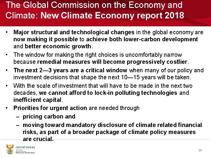 The Global Commission on the Economy and Climate: New Climate Economy report 2018 •