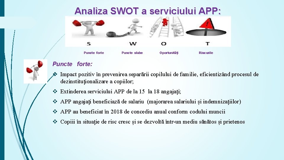 Analiza SWOT a serviciului APP: Puncte forte Puncte slabe Oportunități Riscurile Puncte forte: v