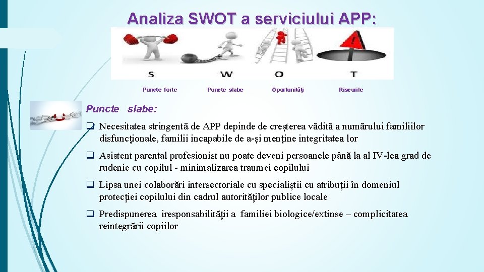 Analiza SWOT a serviciului APP: Puncte forte Puncte slabe Oportunități Riscurile Puncte slabe: q