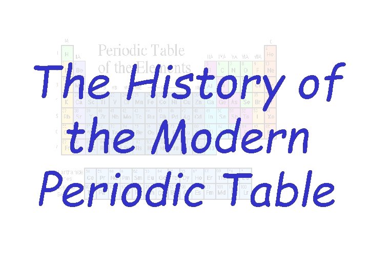 The History of the Modern Periodic Table 