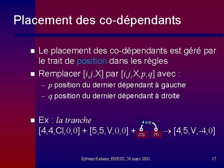 Placement des co-dépendants n n Le placement des co-dépendants est géré par le trait