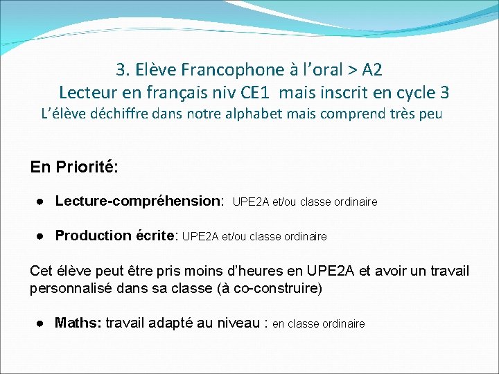  3. Elève Francophone à l’oral > A 2 Lecteur en français niv CE