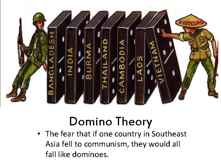 Domino Theory • The fear that if one country in Southeast Asia fell to