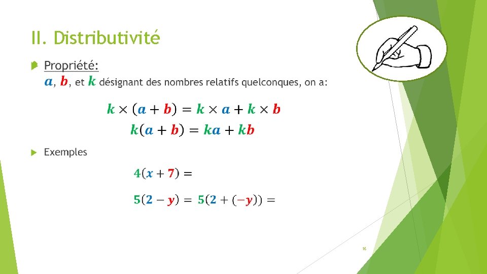 II. Distributivité 16 