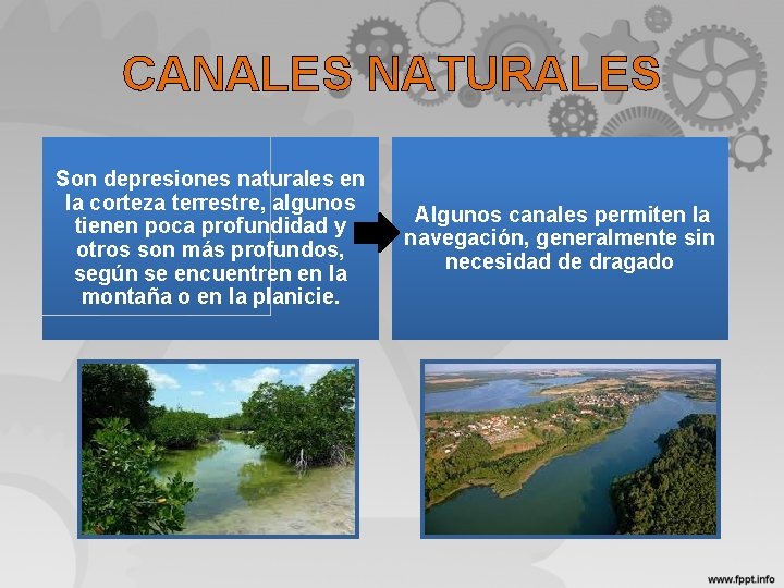 CANALES NATURALES Son depresiones naturales en la corteza terrestre, algunos tienen poca profundidad y