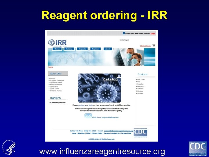 Reagent ordering - IRR www. influenzareagentresource. org 