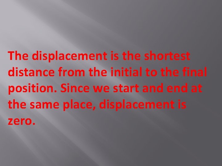 The displacement is the shortest distance from the initial to the final position. Since