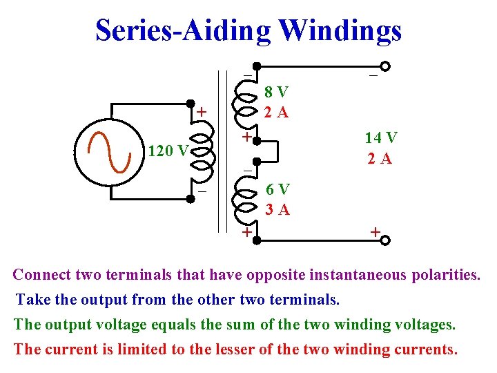 Series-Aiding Windings _ _ 8 V 2 A + + _ 120 V _