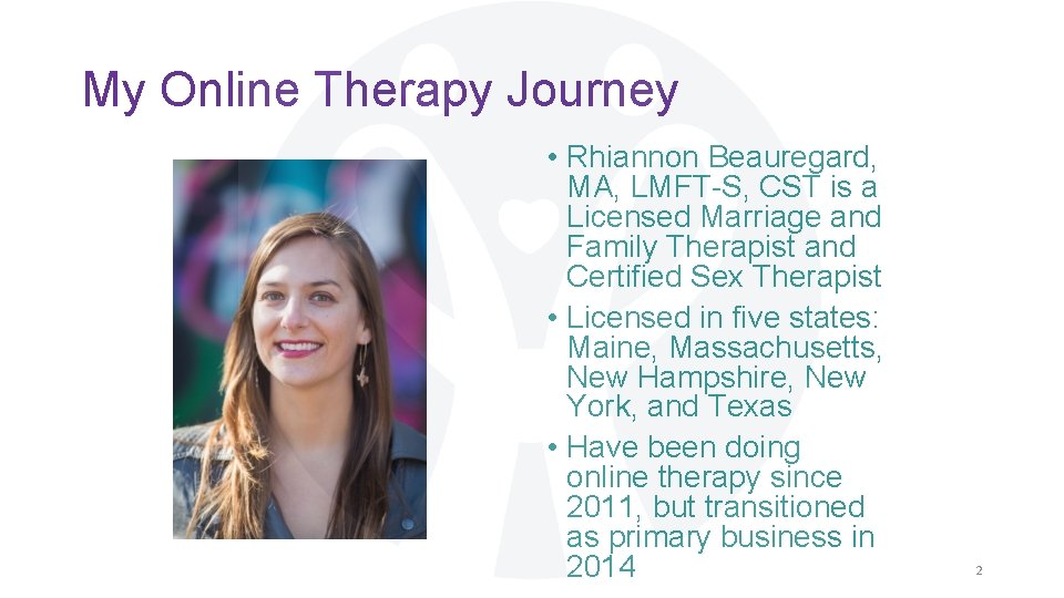 My Online Therapy Journey • Rhiannon Beauregard, MA, LMFT-S, CST is a Licensed Marriage