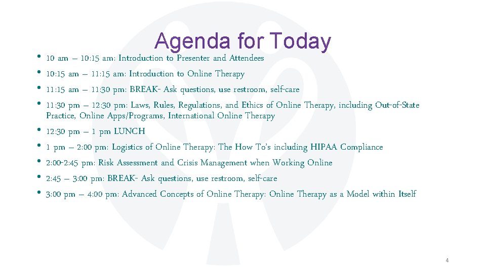  • • • Agenda for Today 10 am – 10: 15 am: Introduction