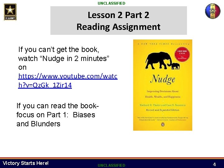 UNCLASSIFIED Lesson 2 Part 2 Reading Assignment If you can’t get the book, watch UNCLASSIFIED Lesson 2 Part 2 Reading Assignment If you can’t get the book, watch
