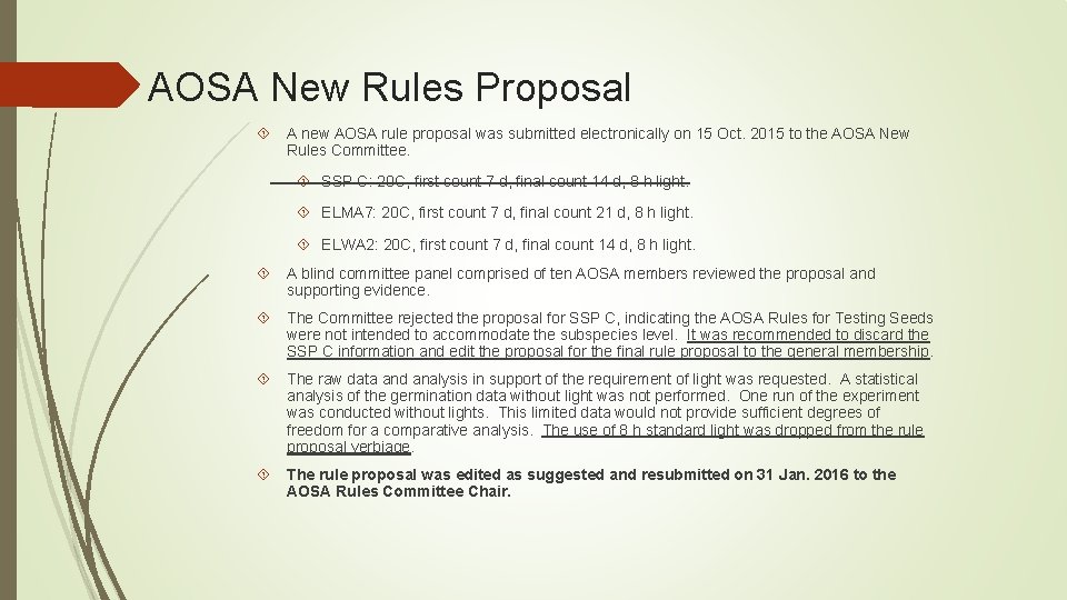 AOSA New Rules Proposal A new AOSA rule proposal was submitted electronically on 15