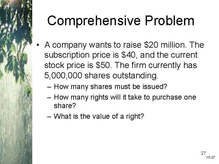 Comprehensive Problem • A company wants to raise $20 million. The subscription price is