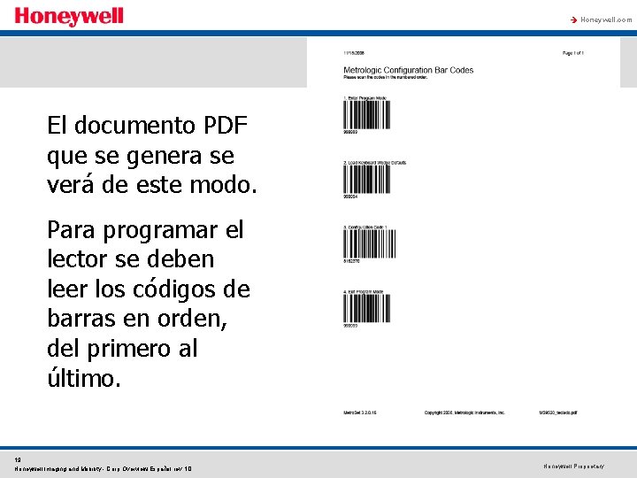 à Honeywell. com El documento PDF que se genera se verá de este modo. à Honeywell. com El documento PDF que se genera se verá de este modo.