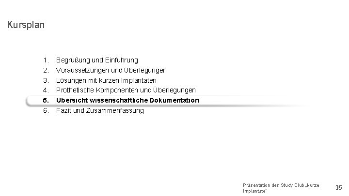 Kursplan 1. 2. 3. 4. 5. 6. Begrüßung und Einführung Voraussetzungen und Überlegungen Lösungen