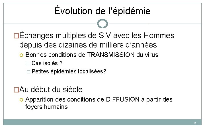 Évolution de l’épidémie �Échanges multiples de SIV avec les Hommes depuis des dizaines de Évolution de l’épidémie �Échanges multiples de SIV avec les Hommes depuis des dizaines de