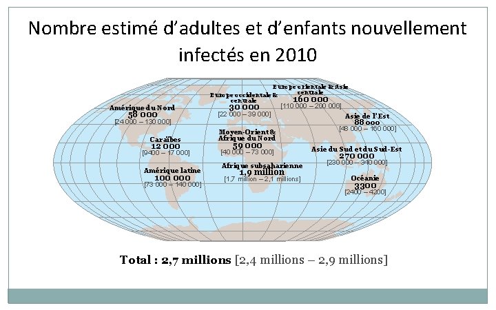 Nombre estimé d’adultes et d’enfants nouvellement infectés en 2010 Amérique du Nord 58 000 Nombre estimé d’adultes et d’enfants nouvellement infectés en 2010 Amérique du Nord 58 000