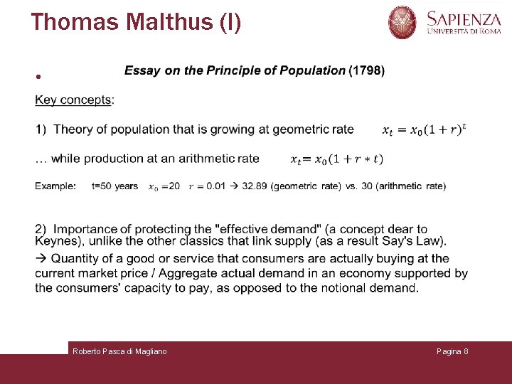 Thomas Malthus (I) • Roberto Pasca di Magliano Pagina 8 