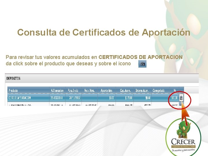 Consulta de Certificados de Aportación Para revisar tus valores acumulados en CERTIFICADOS DE APORTACION