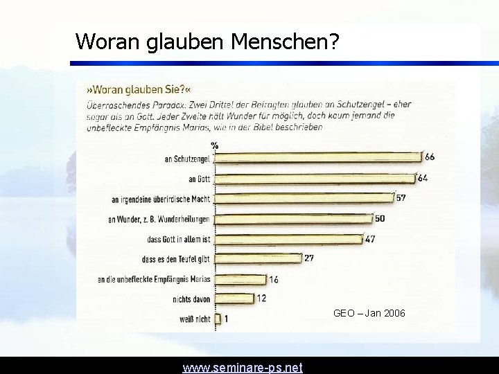 Woran glauben Menschen? GEO – Jan 2006 www. seminare-ps. net Woran glauben Menschen? GEO – Jan 2006 www. seminare-ps. net