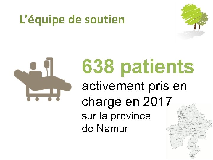 L’équipe de soutien 638 patients activement pris en charge en 2017 sur la province