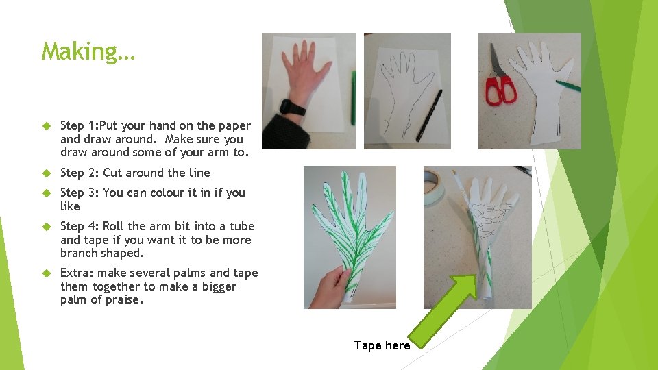 Making… Step 1: Put your hand on the paper and draw around. Make sure