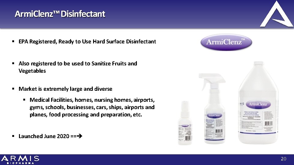 Armi. Clenz™ Disinfectant EPA Registered, Ready to Use Hard Surface Disinfectant Also registered to