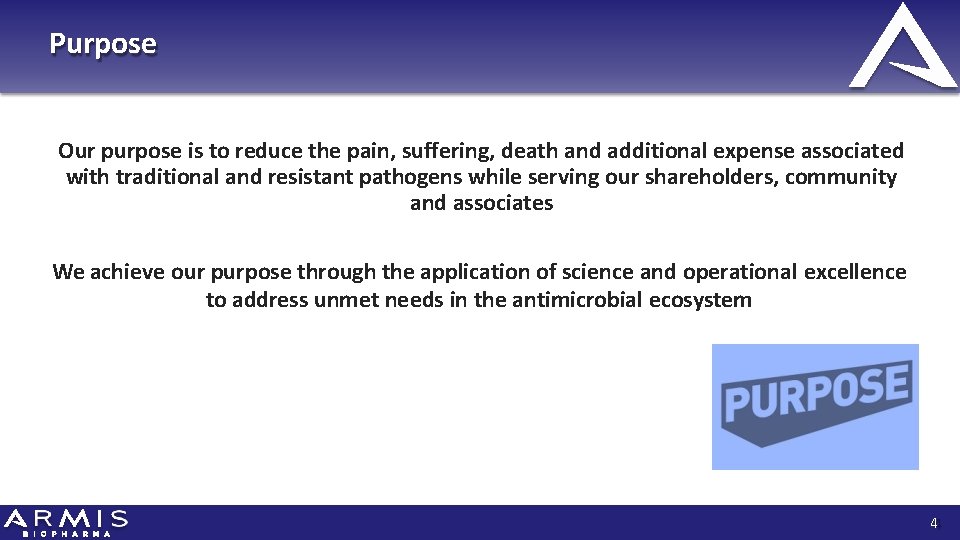 Purpose Our purpose is to reduce the pain, suffering, death and additional expense associated