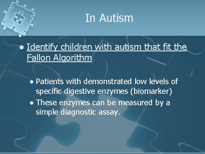 In Autism l Identify children with autism that fit the Fallon Algorithm Patients with