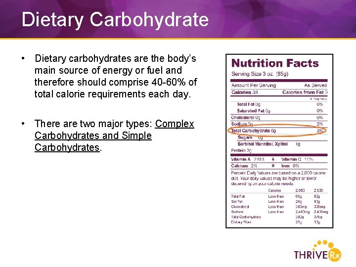 Dietary Carbohydrate • Dietary carbohydrates are the body’s main source of energy or fuel