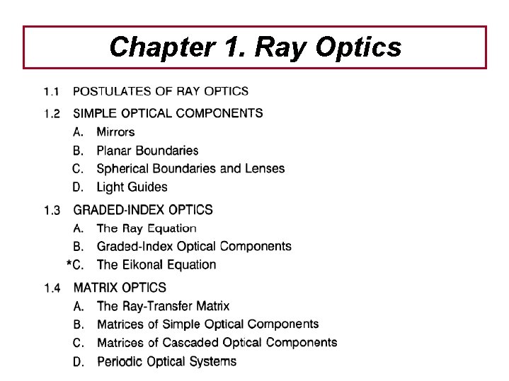 Chapter 1. Ray Optics 