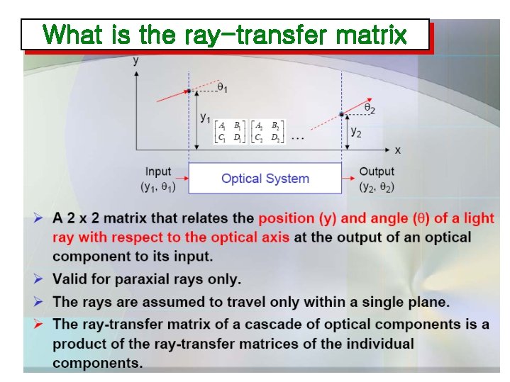 What is the ray-transfer matrix 