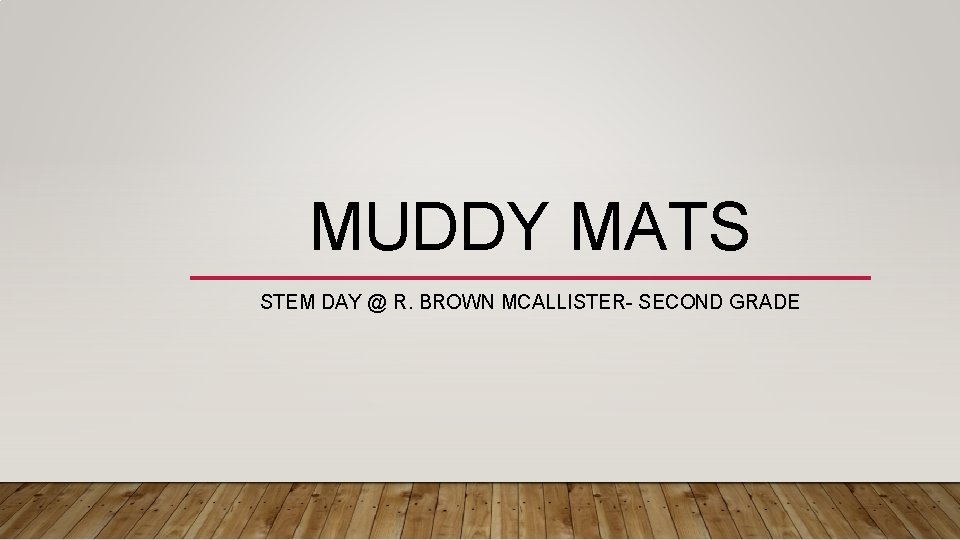 MUDDY MATS STEM DAY @ R. BROWN MCALLISTER- SECOND GRADE 