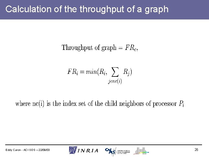 Calculation of the throughput of a graph Eddy Caron - ACI GDS – 22/09/03