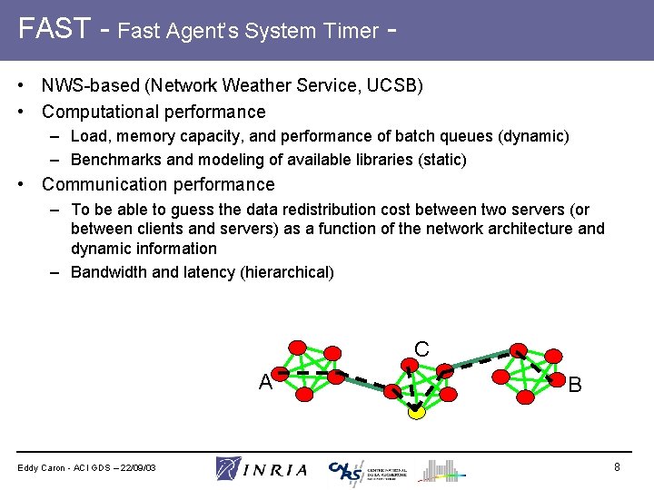 FAST - Fast Agent’s System Timer • NWS-based (Network Weather Service, UCSB) • Computational