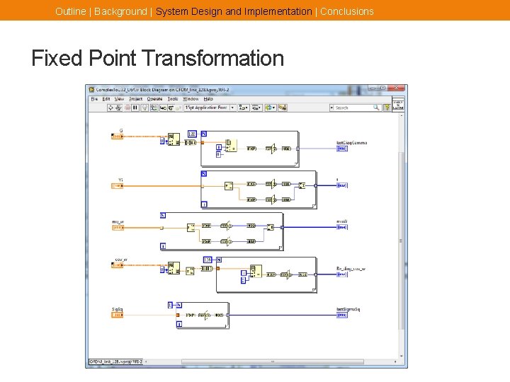 Outline | Background | System Design and Implementation | Conclusions Fixed Point Transformation 