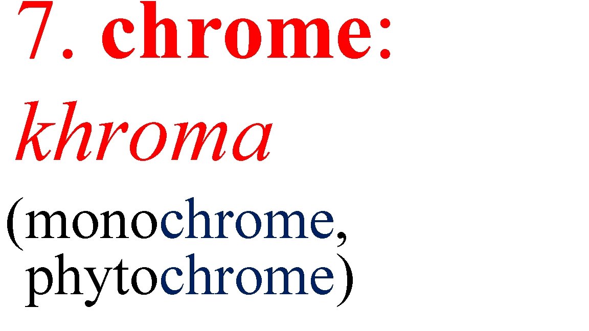 7. chrome: khroma (monochrome, phytochrome) 