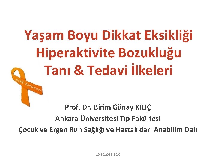 Yaşam Boyu Dikkat Eksikliği Hiperaktivite Bozukluğu Tanı & Tedavi İlkeleri Prof. Dr. Birim Günay