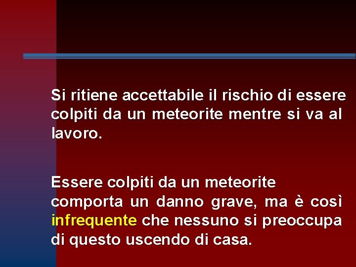 Si ritiene accettabile il rischio di essere colpiti da un meteorite mentre si va