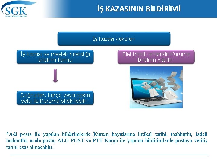 İŞ KAZASININ BİLDİRİMİ İş kazası vakaları İş kazası ve meslek hastalığı bildirim formu Elektronik