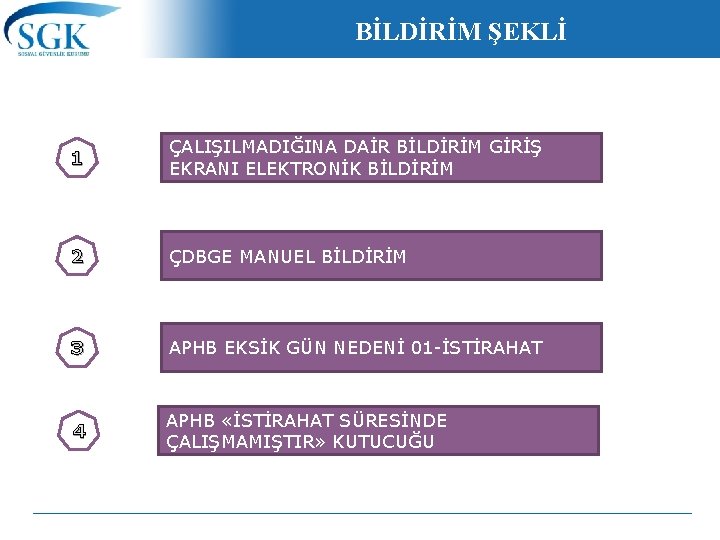 BİLDİRİM ŞEKLİ 1 ÇALIŞILMADIĞINA DAİR BİLDİRİM GİRİŞ EKRANI ELEKTRONİK BİLDİRİM 2 ÇDBGE MANUEL BİLDİRİM