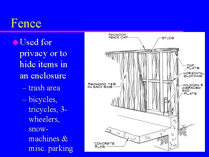 Fence u Used for privacy or to hide items in an enclosure – trash Fence u Used for privacy or to hide items in an enclosure – trash