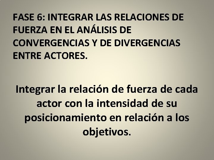 FASE 6: INTEGRAR LAS RELACIONES DE FUERZA EN EL ANÁLISIS DE CONVERGENCIAS Y DE